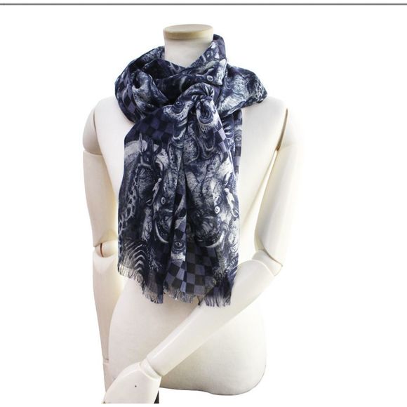 ❌❌ LOUIS VUITTON Cashmere/Silk/Wool Chapman Brothers Stole Blue Monogram LV - Picture 3 of 11